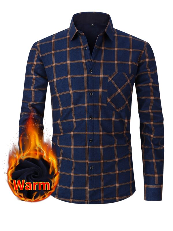 2025 New Arrival - Men'S Plaid Flannel Shirt with Fleece Lining, Casual Long-Sleeve Winter Shirt, Button-Up with Pockets, Perfect for Outdoor Activities and Holiday Gifts, Holiday Gift Shirt | Plaid Pattern Shirt | Polyester Lining, Winter Clothing, Thick - Image 10