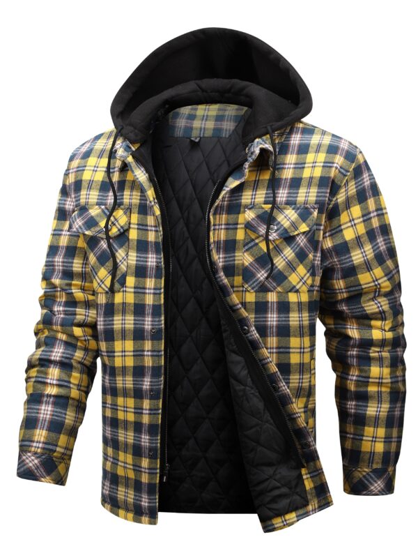 Men's Warm Plaid Casual Pocket Autumn/Winter Jacket - Soft Fleece Lining - For Outdoor Activities & Everyday Wear
