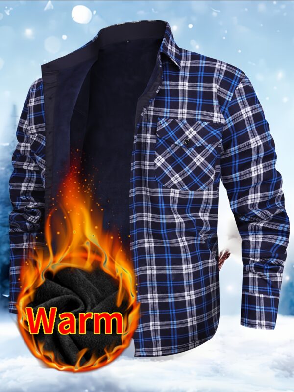 Men's Cozy Plaid Flannel Shirt - Thick, Warm Long Sleeve with Dual Pockets for Fall & Winter | Perfect Christmas Gift