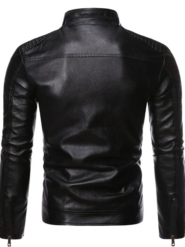 [Windproof Sports Jacket] Windproof Men's Casual Sports Jacket - Stand Collar, Motorcycle Style Outerwear, Polyester Fiber Jacket - Image 3
