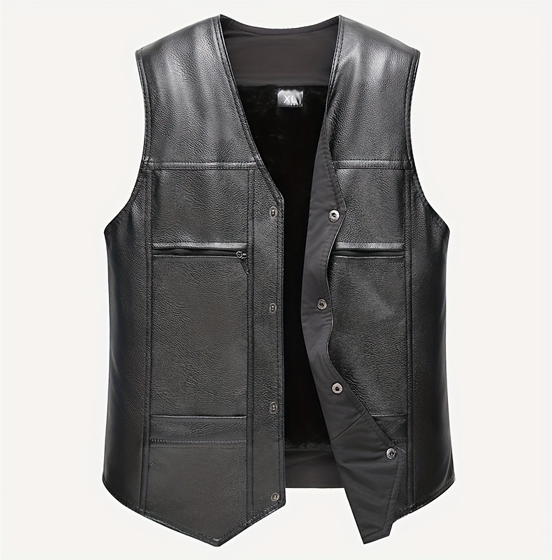 [Everyday Comfort] Men's Vest - Warm Fleece-Lined Winter Jacket with Zipper Pockets, Casual Sleeveless Outerwear for Fall/Winter