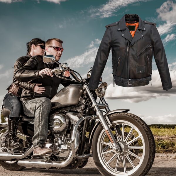 Men's Leather Motorcycle Jacket With Emboss Eagle, Live To Ride, Ride To Live - Image 4