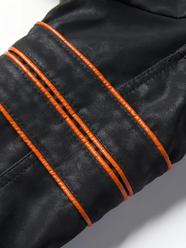 Men'S Zippered PU Thermal Jacket Motorcycle Motorcycle Clothing - Image 5