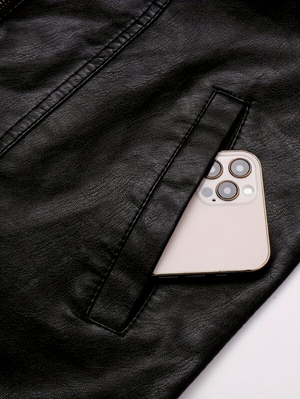 Men'S Vintage Zip-Up Bomber Jacket - Stand Collar, Long Sleeve, Polyester, Casual & Formal Wear, Autumn & Spring Outerwear, Casual Jacket|Vintage Jacket|Zippered Jacket - Image 5