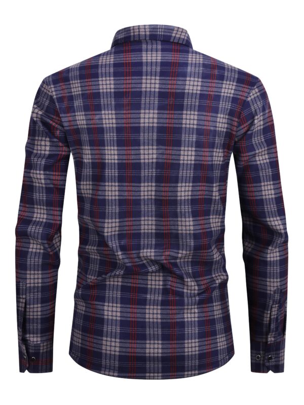 Men's Cozy Plaid Flannel Shirt - Thick, Warm Long Sleeve with Dual Pockets for Fall & Winter | Perfect Christmas Gift - Image 7