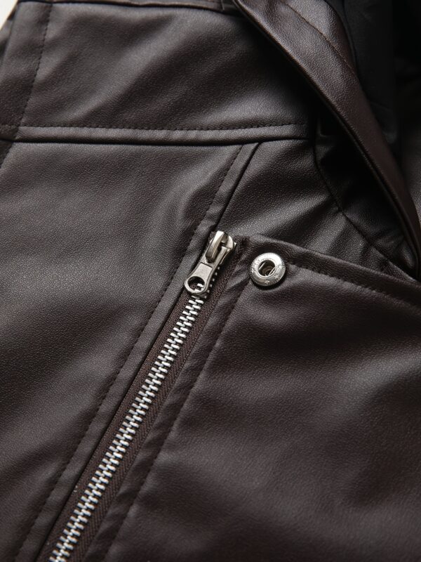 Spring summer motorcycle sleeveless leather vest coat men's fashion casual vest wearing pu hooded vest men - Image 7
