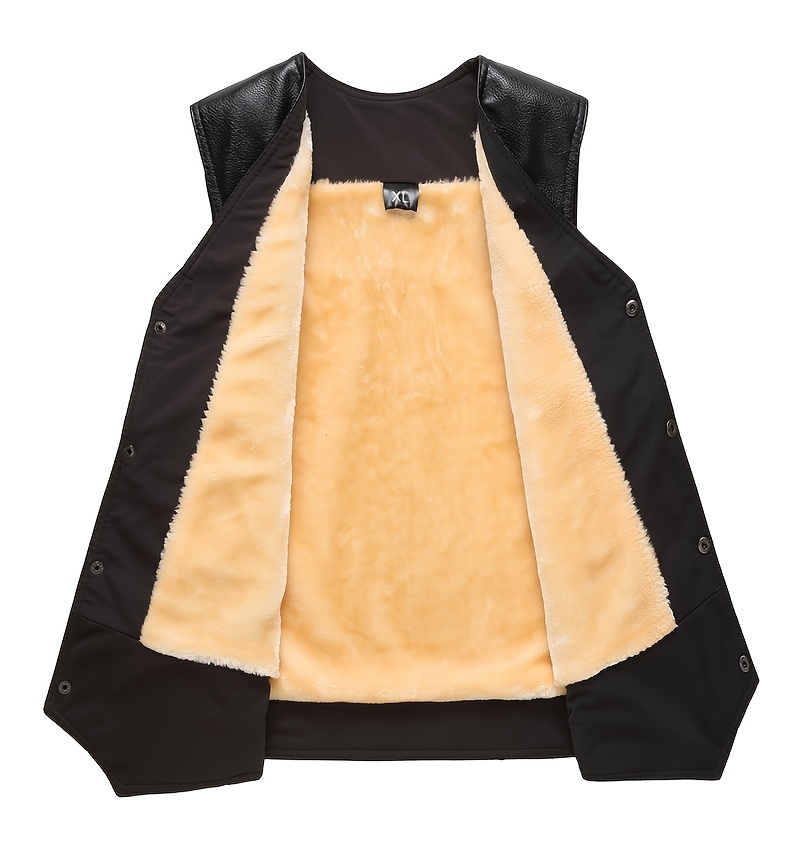 [Everyday Comfort] Men's Vest - Warm Fleece-Lined Winter Jacket with Zipper Pockets, Casual Sleeveless Outerwear for Fall/Winter