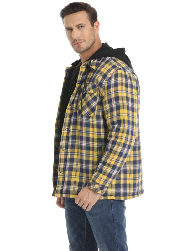 Men's Warm Plaid Casual Pocket Autumn/Winter Jacket - Soft Fleece Lining - For Outdoor Activities & Everyday Wear - Image 5