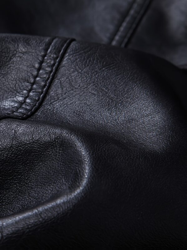 Men's PU Leather Motorcycle Vest - Slim Fit Sleeveless Jacket with Zippered Pockets, Stand Collar & Reinforced Straps, PU Leather & Polyester Blend for Biking, Casual, Daily Wear (Black) - Image 9