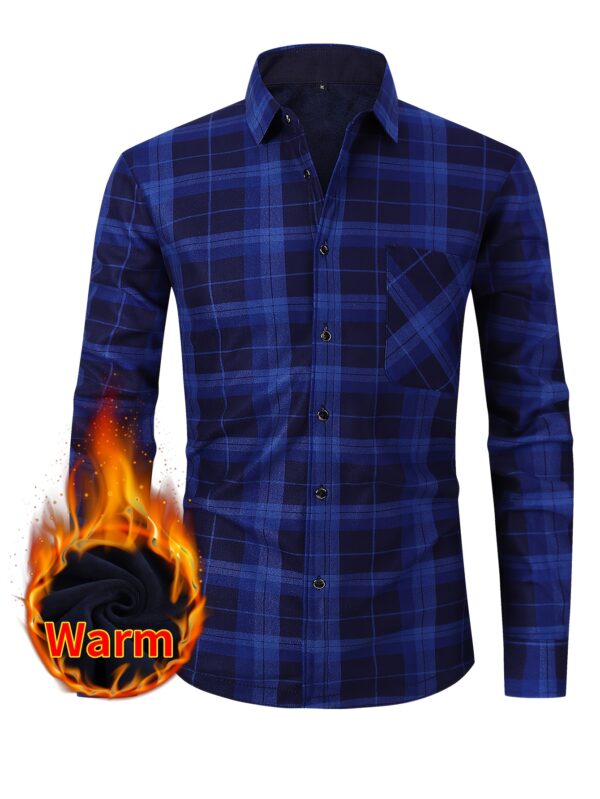 2025 New Arrival - Men'S Plaid Flannel Shirt with Fleece Lining, Casual Long-Sleeve Winter Shirt, Button-Up with Pockets, Perfect for Outdoor Activities and Holiday Gifts, Holiday Gift Shirt | Plaid Pattern Shirt | Polyester Lining, Winter Clothing, Thick - Image 8