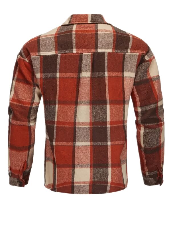 Men's Stylish Plaid Flannel Shirt - Long Sleeve, Button-Up Collar with Chest Pockets, Dark Green & Blue-Gray Checkered Pattern, Casual Outdoor Fall/Winter Wear, Casual Outdoor Shirt | Sporty Style Shirt | Polyester Flannel - Image 11