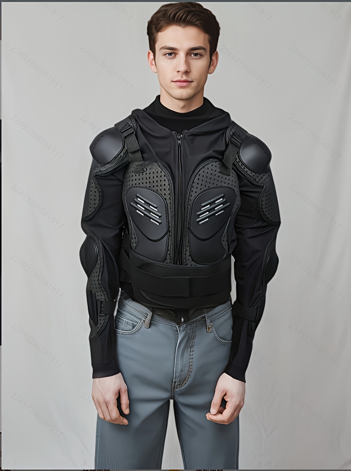 [Breathable Body Armor] Adjustable & Breathable Plus Size Motorcycle Body Armor - XL/2XL/3XL, Durable PP Material with Reflective Safety Strips, Hand-Washable, Secure Zip Closure for Riders, Motorcycle Accessories
