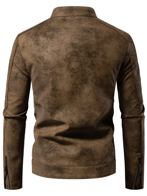 Men's Imitation Suede PU Leather Street Style Stylish Retro Bomber Jacket - Image 6