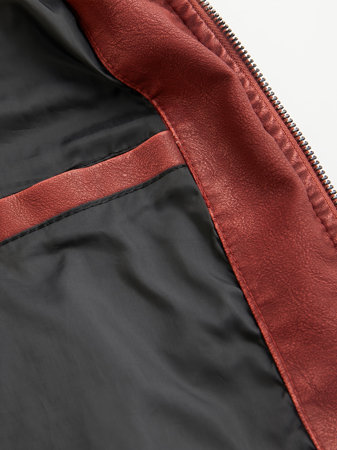 Men's Retro Red Biker Jacket - Stand Collar, Multi-Zip Pockets, Soft Shell Streetwear for Spring & Fall