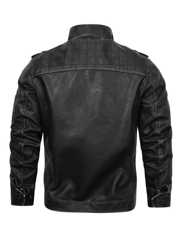 Men's Retro Red Biker Jacket - Stand Collar, Multi-Zip Pockets, Soft Shell Streetwear for Spring & Fall - Image 5