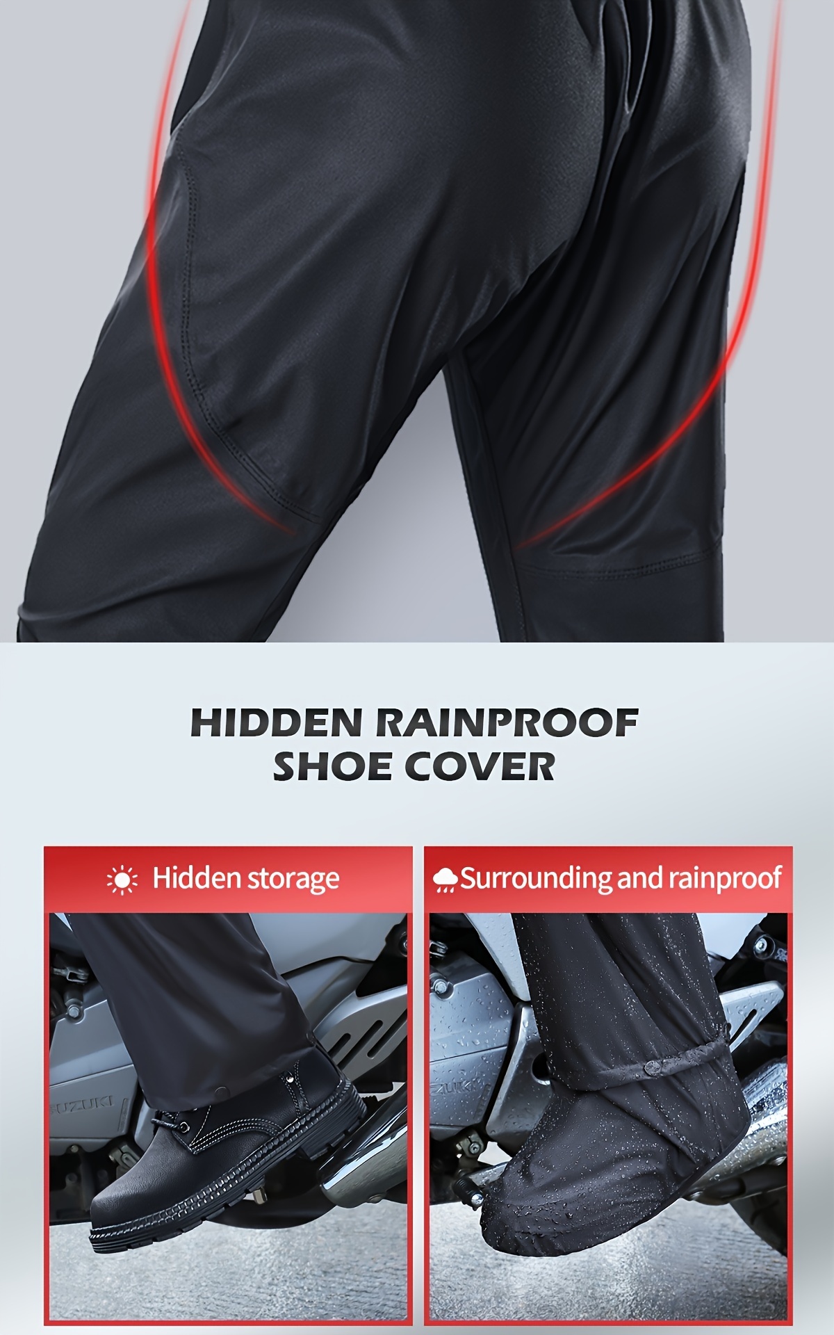 BM Men's Motorcycle Rain Gear Set, High-Visibility Fluorescent Green Jacket & Pants for Riding