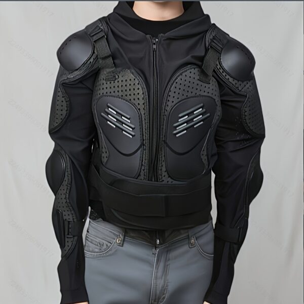 [Breathable Body Armor] Adjustable & Breathable Plus Size Motorcycle Body Armor - XL/2XL/3XL, Durable PP Material with Reflective Safety Strips, Hand-Washable, Secure Zip Closure for Riders, Motorcycle Accessories - Image 4