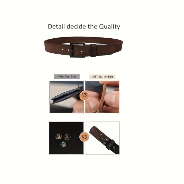 2pcs-NPET Men'S Full Grain Leather Belt Vintage Distressed Style With Snap-On Strap 1 1/2" Wide Without Buckle, Without Buckle - Image 2