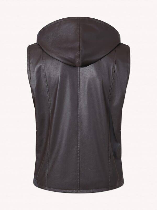 Spring summer motorcycle sleeveless leather vest coat men's fashion casual vest wearing pu hooded vest men - Image 3