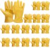 16 Pairs Cowhide Leather Gloves Bulk For Men Reinforced Palm Gardening Gloves Grain Leather Gloves For Work, Puncture, Construction, Driving