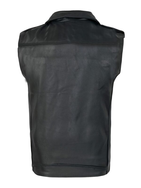 Slim-fit PU Leather Men's Sleeveless Vest Jacket with Zipper Pockets for Outdoor Activities, Street Style Lapel Zip Up - Image 3