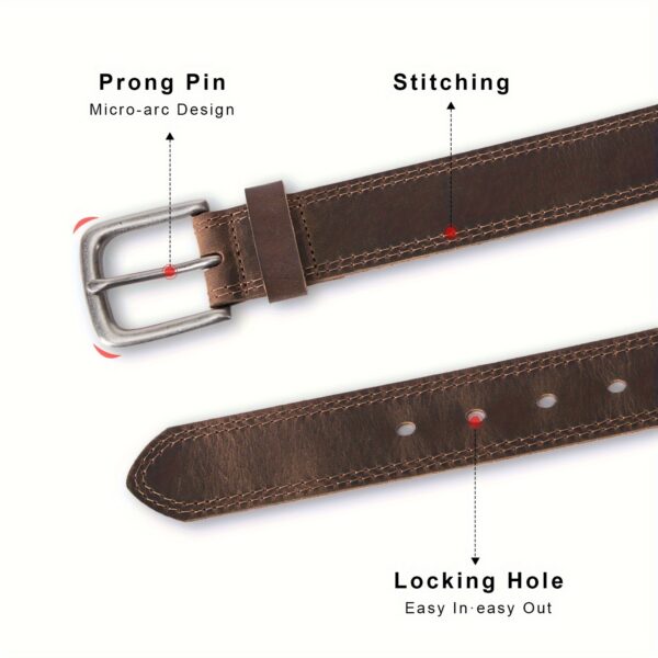 Men's Full Grain Leather Casual Every Day Jeans Belts, Handmade Men Leather Belt with Gift Box - Image 8