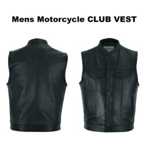Spring Ride Mens Motorcycle Vest SOA Club Vest Black Biker Vest For Riding With Concealed Carry Pocket