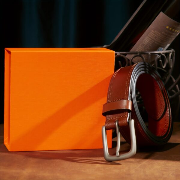 Men's Full Grain Leather Casual Every Day Jeans Belts, Handmade Men Leather Belt with Gift Box - Image 12
