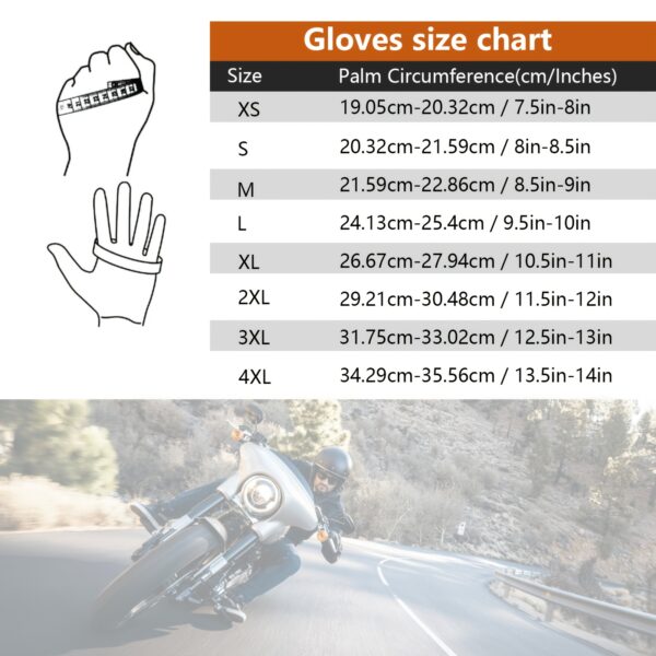 [Black Leather Motorcycle Gloves] Premium Black 1 Pair Men's Genuine Cowhide Leather Motorcycle Gloves - Warm, Comfortable Full Finger Design - Secure Wrist Closure for Road Racing, Cycling, Climbing & Power Sports - Image 8