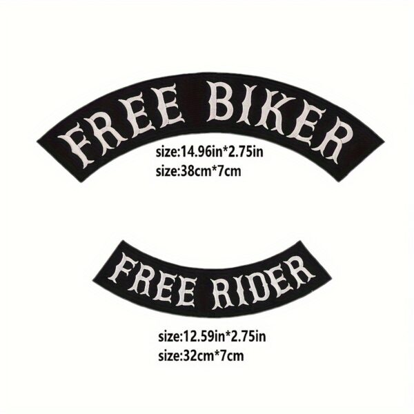5pcs Black Embroidered Motorcycle Club Patches, Iron-On/Sew-On Appliques for DIY Jeans, Jackets & Backpacks - Image 3