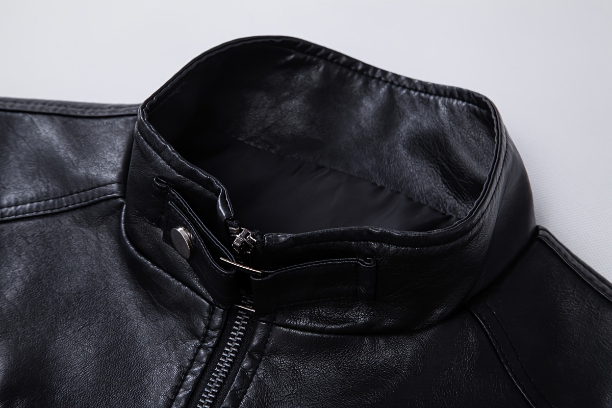 Men's PU Leather Motorcycle Vest - Slim Fit Sleeveless Jacket with Zippered Pockets, Stand Collar & Reinforced Straps, PU Leather & Polyester Blend for Biking, Casual, Daily Wear (Black)
