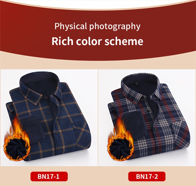 2025 New Arrival - Men'S Plaid Flannel Shirt with Fleece Lining, Casual Long-Sleeve Winter Shirt, Button-Up with Pockets, Perfect for Outdoor Activities and Holiday Gifts, Holiday Gift Shirt | Plaid Pattern Shirt | Polyester Lining, Winter Clothing, Thick