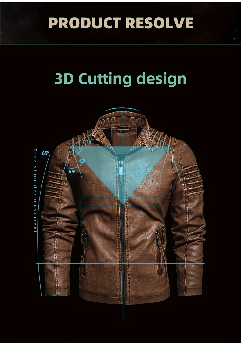 Men's Solid Color Retro PU Leather Jacket, Multi-pocket Street Stylish Classic Bomber Jacket