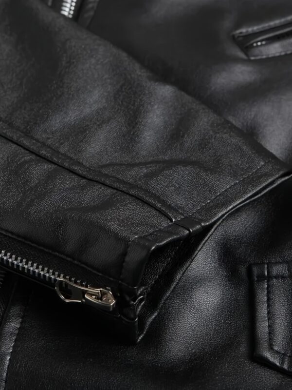 Slim-fit PU Leather Men's Sleeveless Vest Jacket with Zipper Pockets for Outdoor Activities, Street Style Lapel Zip Up - Image 5