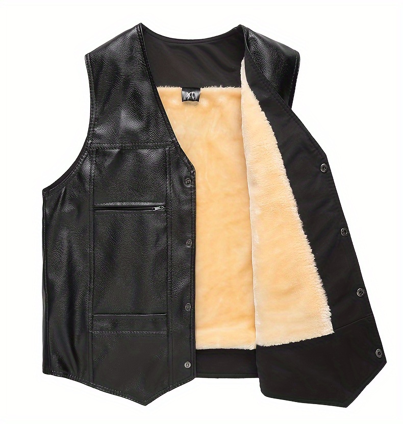 [Everyday Comfort] Men's Vest - Warm Fleece-Lined Winter Jacket with Zipper Pockets, Casual Sleeveless Outerwear for Fall/Winter