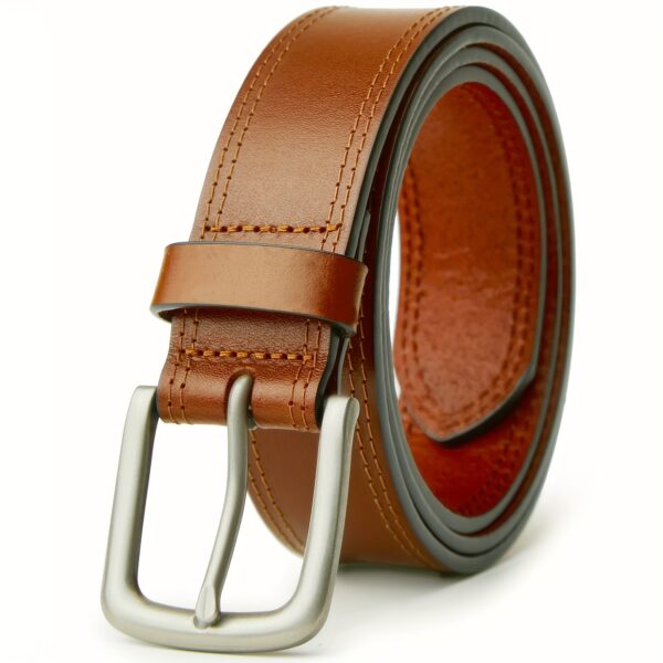 Men's Full Grain Leather Casual Every Day Jeans Belts, Handmade Men Leather Belt with Gift Box - Image 9