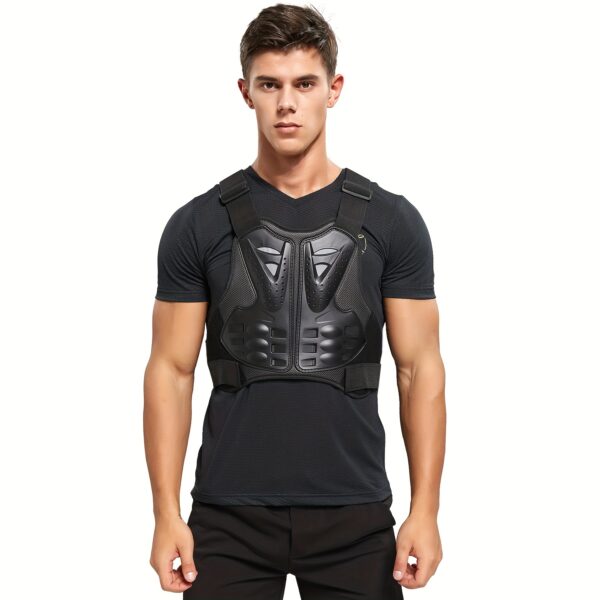[1pc Durable Riding Body Armor] 1pc Men'S Durable Riding Body Armor - Woven Crew Neck Sleeveless Racing Jacket with Hook-and-Loop Closure - Uncharged Protective Gear for Road Riding - Ideal for Christmas & Birthday Gifts - Image 7