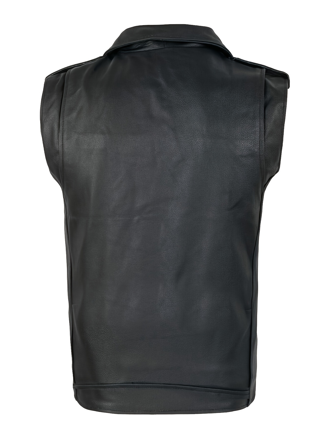 Slim-fit PU Leather Men's Sleeveless Vest Jacket with Zipper Pockets for Outdoor Activities, Street Style Lapel Zip Up