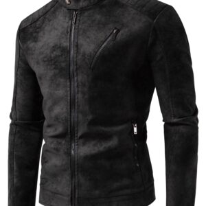 Men's Imitation Suede PU Leather Street Style Stylish Retro Bomber Jacket