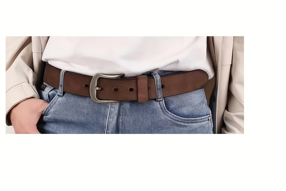 2pcs-NPET Men'S Full Grain Leather Belt Vintage Distressed Style With Snap-On Strap 1 1/2
