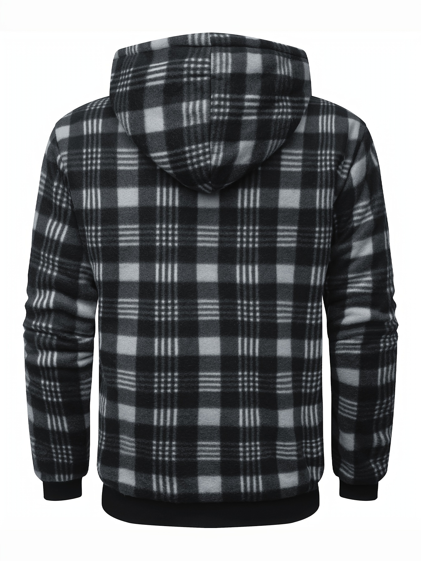 [Cozy Fleece Jacket] Cozy & Warm Men's Heavyweight Fleece Hooded Jacket - Full Zip Plaid Flannel Shirt with Sherpa Lining, Pockets, and Adjustable Drawstrings for Fall/Winter