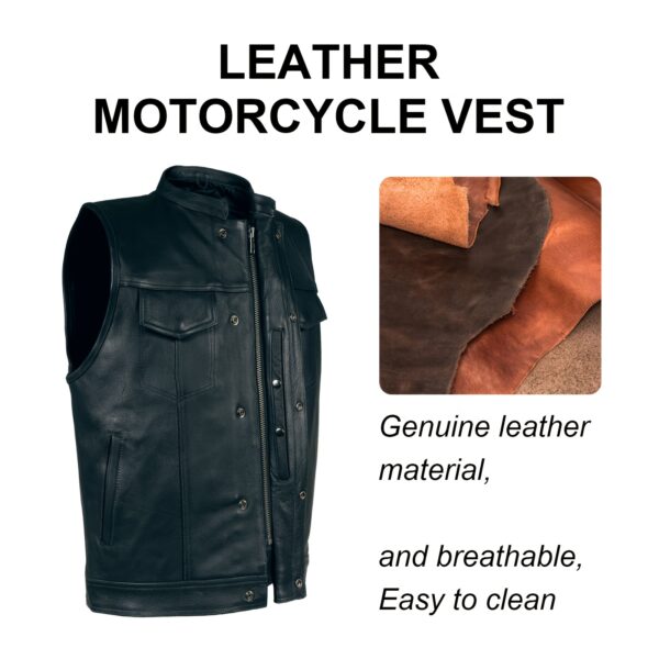 Spring Ride Mens Motorcycle Vest SOA Club Vest Black Biker Vest For Riding With Concealed Carry Pocket - Image 7