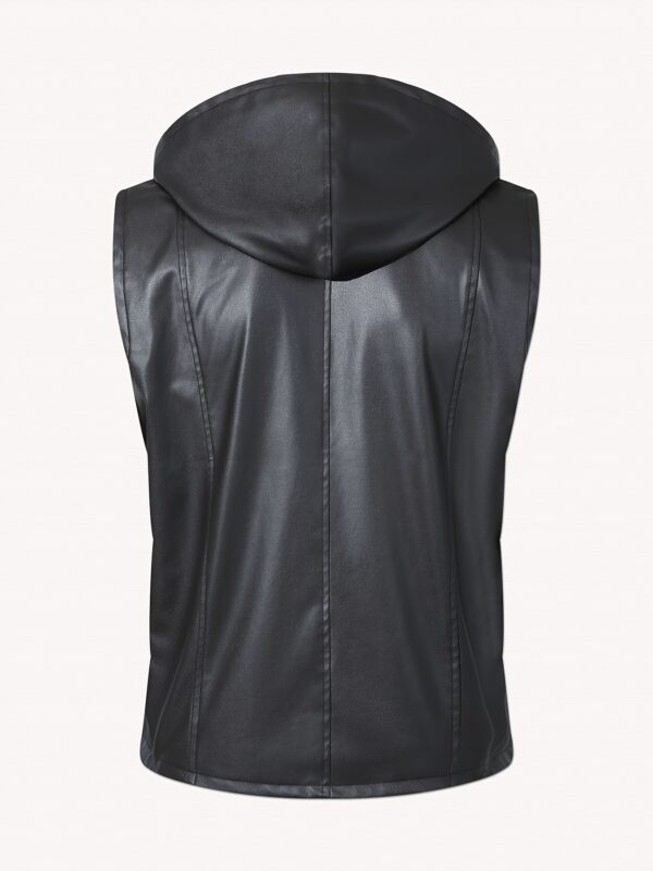 Spring summer motorcycle sleeveless leather vest coat men's fashion casual vest wearing pu hooded vest men - Image 4