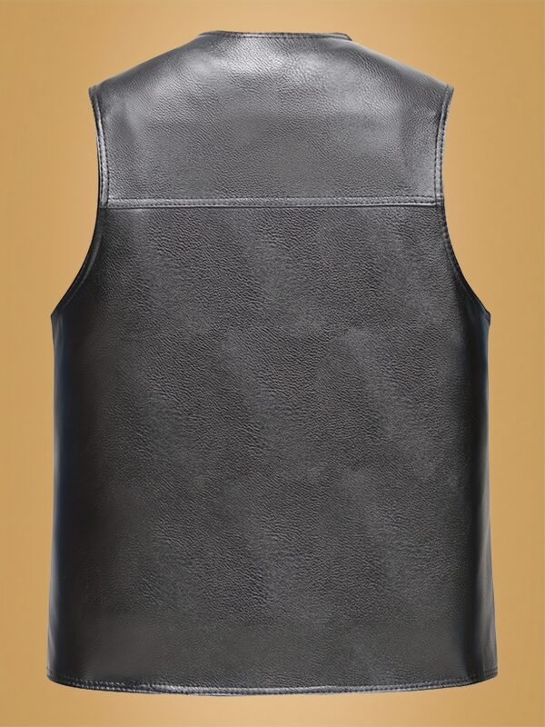 Men's Vest - Warm Fleece-Lined Winter Jacket with Zipper Pockets, Casual Sleeveless Outerwear for Fall/Winter - Image 3