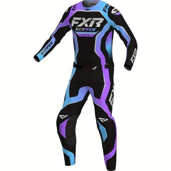 FXR Purple Motorcycle Riding Suit, Outdoor Sports Riding Set, Mountain Bike Rock Climbing Motorcycle Riding Suit, Suitable for Men and Women, Made of Polyester, Regular Fit, with Polyester 91. and Spandex 9. - Image 5