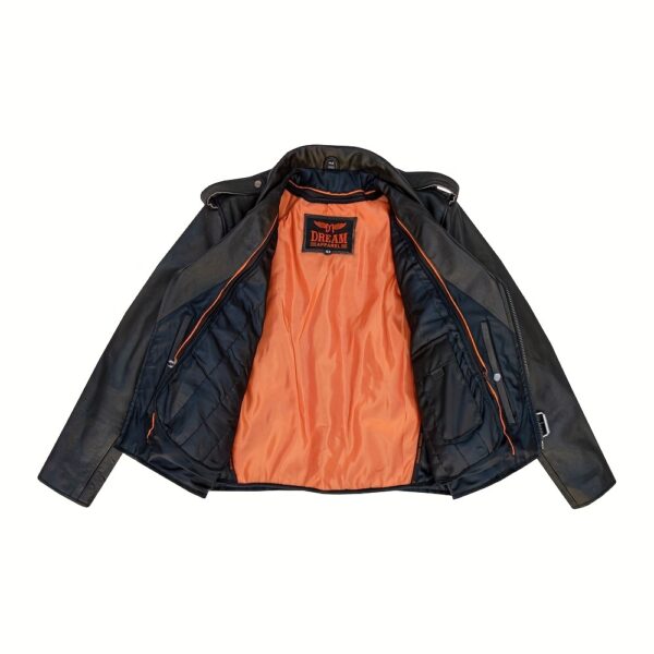 Men's Leather Motorcycle Jacket With Emboss Eagle, Live To Ride, Ride To Live - Image 5
