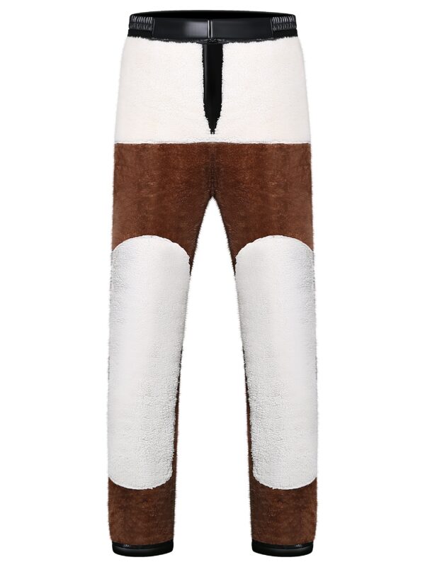 Men's Fleece Lined Solid PU Faux-Leather Pants, Casual Comfy Warm Winter Outdoor Trousers As Gift - Image 5