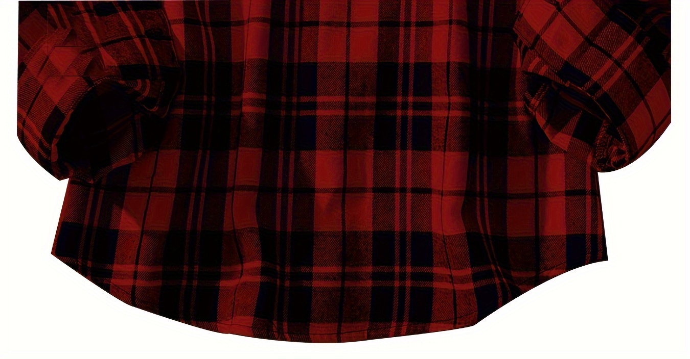 Long Sleeve, Polyester Men's Classic Plaid Flannel Shirt - Autumn Essential, Casual Button-Up Front with Pockets, Non-Stretch Fabric