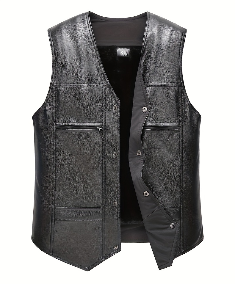 [Everyday Comfort] Men's Vest - Warm Fleece-Lined Winter Jacket with Zipper Pockets, Casual Sleeveless Outerwear for Fall/Winter