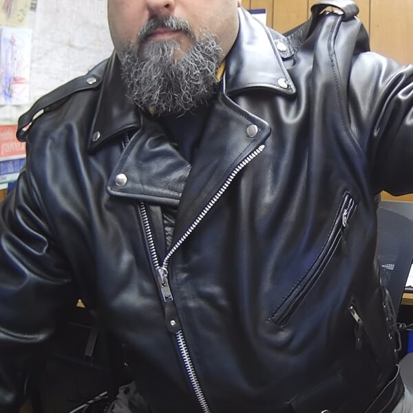 Men's Genuine Leather Jacket Motorcycle Racing Jacket Zipper Motorcycle Jacket Men Multi-Pocket - Image 2